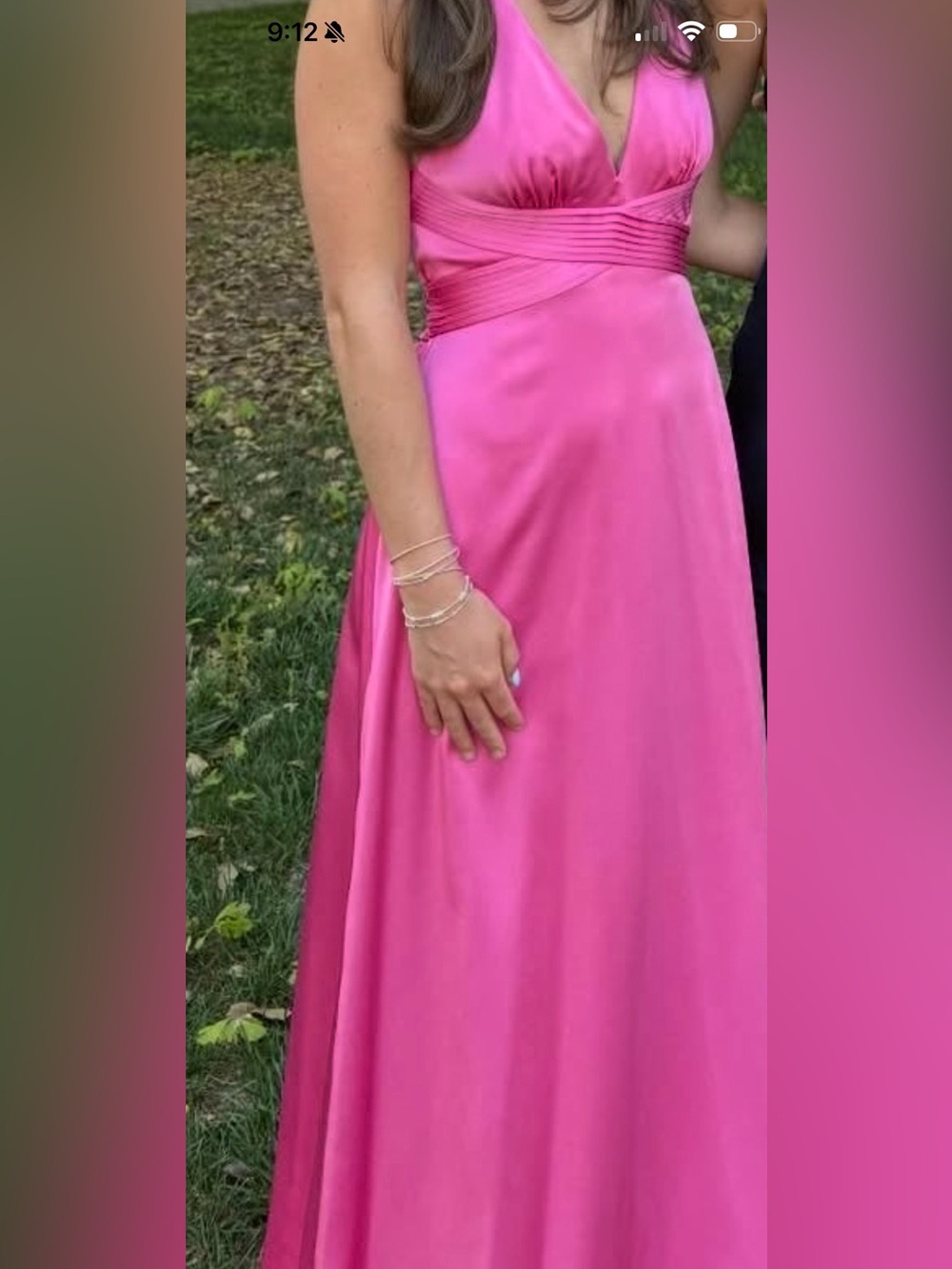 BCBG Pink V-Neck Satin Formal Dress